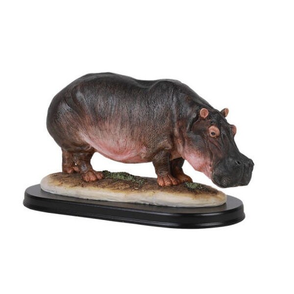 Hippopotamus Statue on Base realistic Mammal Figurine Statuette